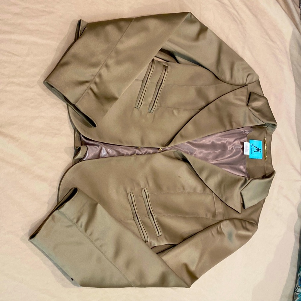 Sz 10 Marciano, gold/champagne colored, satin blazer.